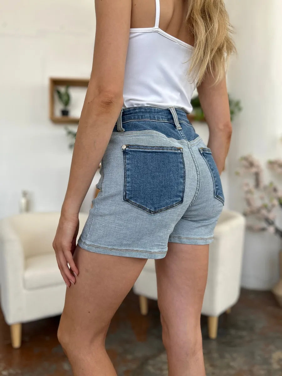 The Sway Two-Tone Denim Shorts