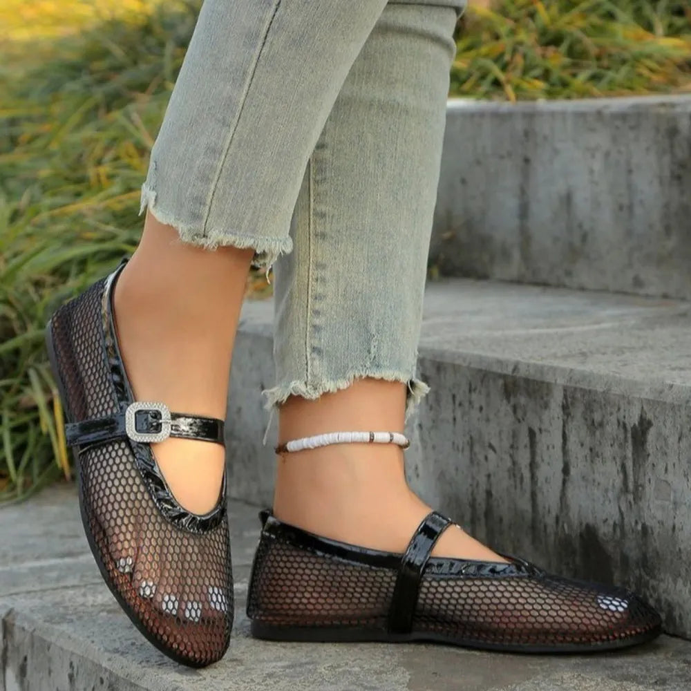 Amélie Mesh Mary Jane Flats