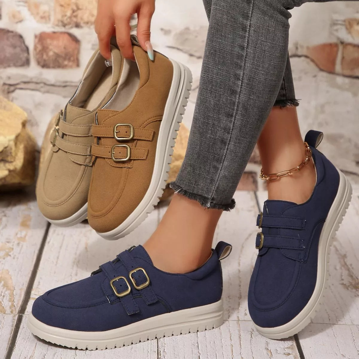 City Chic Double-Buckle Loafers