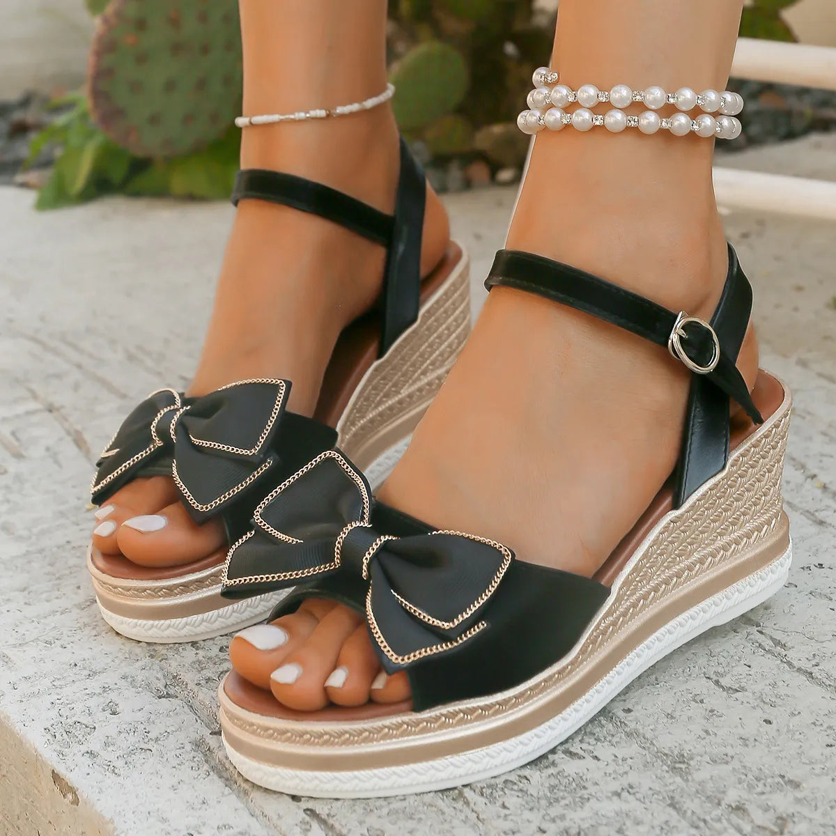 Bella Bow Espadrille Wedges