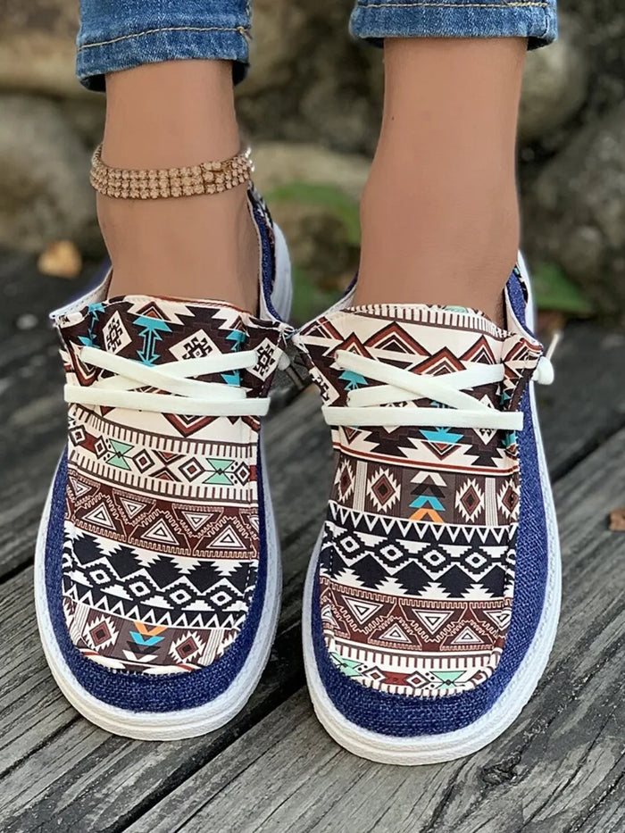 Free Spirit Geometric Lace-Up Sneakers