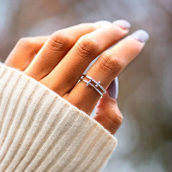 Serena Double-Band Crystal Ring