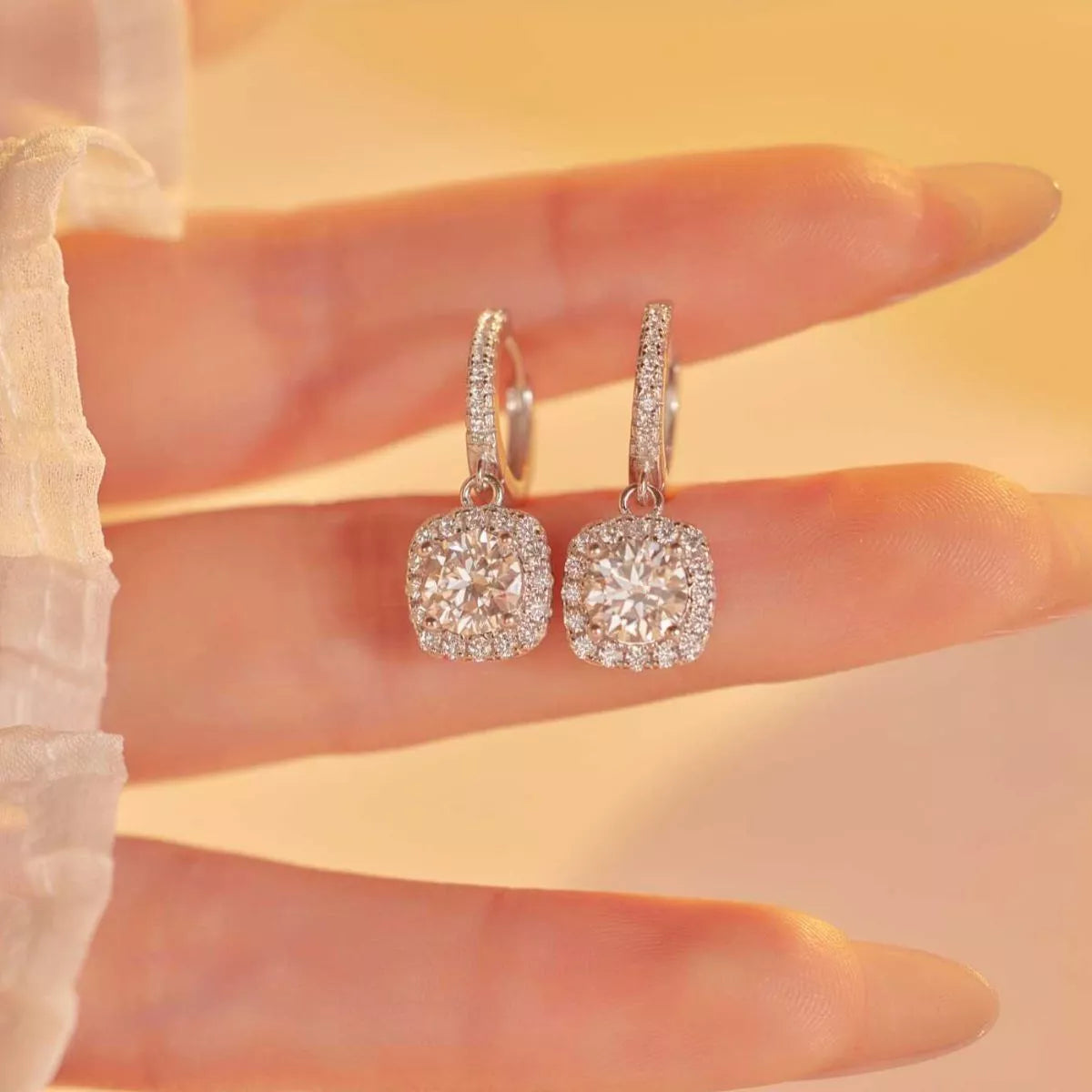Seraphina 1CT Moissanite Drop Hoops