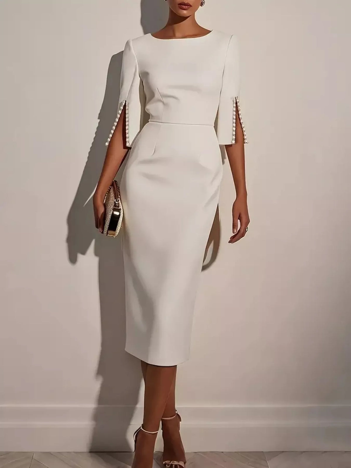 The First Impression Beaded Midi Dress
