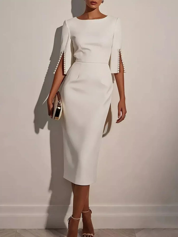 The First Impression Beaded Midi Dress