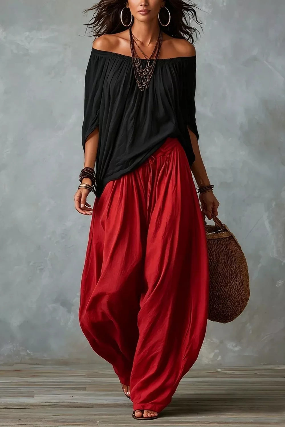 Santorini Off-Shoulder Wide-Leg Set